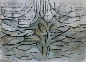 Painting of a flowering apple tree by the artist Piet Mondrian